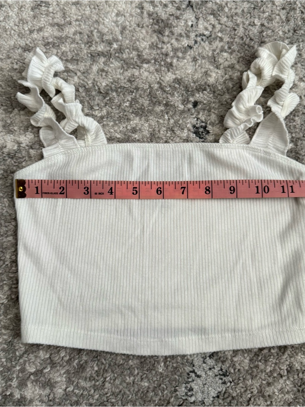 Sunday Best Cream Ribbed Ruffle-Strap Crop Top - Picture 6 of 6